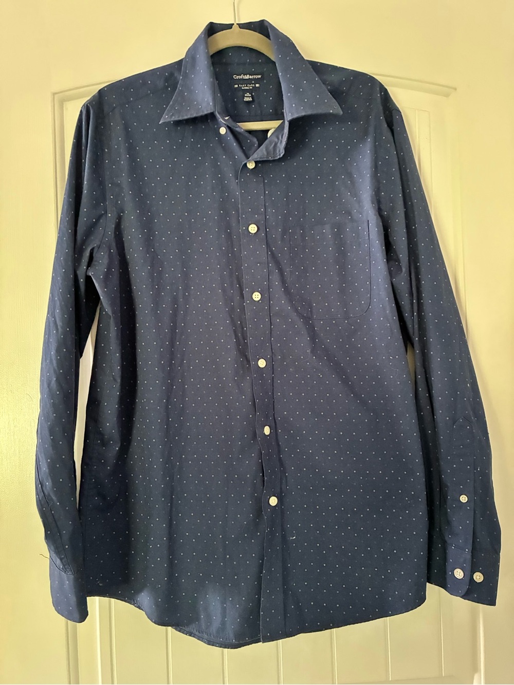 croft & barrow Men's Navy Blue Micro Dot Dress Shirt